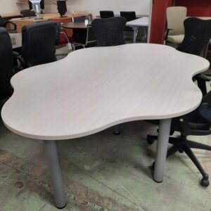 6 Person Conference Table, White Chocolate Top, Tungsten Base